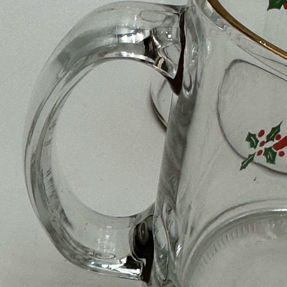 Libbey Glass Coffee Mugs Christmas Holly & Ribbon set of 2 - Picture 10 of 16